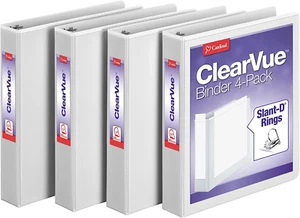 Cardinal 1.5 Inch 3 Ring Binder, D Ring, White, 4 Pack, Holds 375 Sheets (29400) - Picture 1 of 12