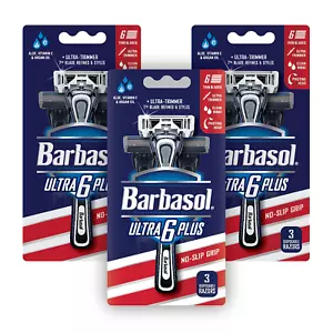 Barbasol Ultra 6 Plus Premium Einwegrasierer Vorteilspack Konvolut 3 Packungen/9 insgesamt - Bild 1 von 12