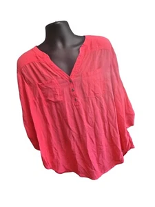 Torrid Harper Womens Blouse Red-Pink 3/4 Sleeves Size 2 - Picture 1 of 7