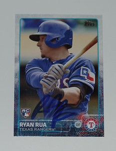 RYAN RUA SIGNED AUTO'D 2015 TOPPS CARD #573 TEXAS RANGERS LAKE ERIE COLLAGE