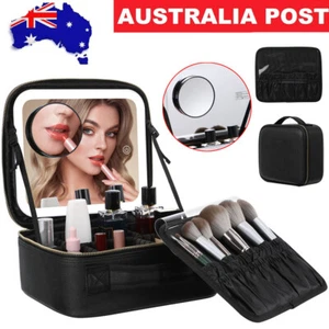 Professional Makeup Bag Cosmetic Brush Organize Case w/Mirror Storage Box Travel - Picture 1 of 14