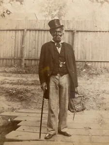 ANTIGUO GABINETE TARJETA FOTO MÉDICO AFROAMERICANO SOMBRERO DE COPA BOLSO DE COLECCIÓN GRIFFIN GA - Imagen 1 de 5