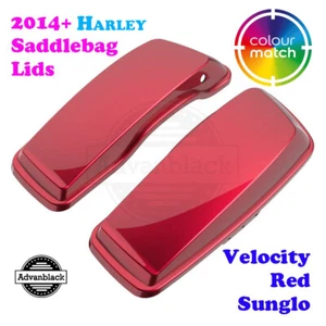 Velocity Red Sunglo standard Stretch Saddlebag Lid for Harley Street Electra 14+ - Picture 1 of 5