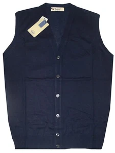 GILET UOMO lana merino 3XL 4XL 5XL 6XL maglia aperta blu TAGLIE FORTI OVER - Picture 1 of 1