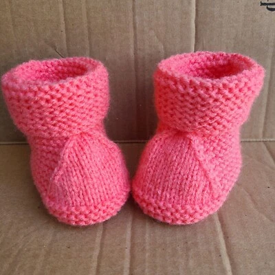 Baby Booties Knit baby booties Baby Girl shoes Baby Shower Gift Pink 1-3 Months - Image 1 of 4