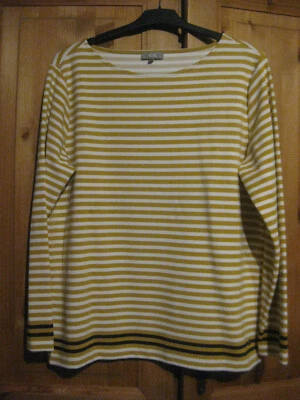 C&A Damen Shirt Gr.L++Top neu süß leicht gestreift weiß/curry - Bild 1 von 4