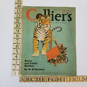 1939 Colliers February 4 Lion With Monkeys Under A Bucket Print Ad Cover Only - Picture 1 of 4