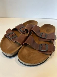 NAOT MEN'S SANTA BARBARA Slide Sandal  2 Buckle Closure brown leather - Picture 1 of 8