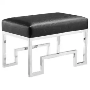 Sgabello Pemberly Fila 18" in acciaio inox colore argento e finto nero Gator - Foto 1 di 4