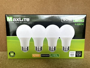 4-768 Pack Maxlite LED Light Bulbs 8W = 60W Watt A19 Soft White 2700K Dimmable - Picture 1 of 4