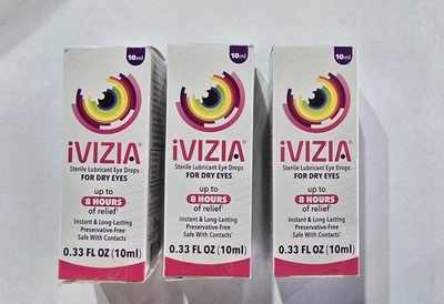 iVIZIA - Gotas lubricantes estériles para ojos - Para ojos secos - 8 horas de alivio - Paquete de 3 Foto 1 de 3