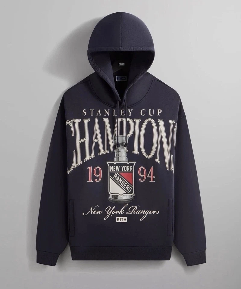 Kith for the New York Rangers Champions Nelson Hoodie Hooded Sweatshirt “Ink” XL — 第 1/4 张图片
