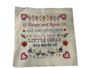 VTG Needles ’N Hoops Cross Stitch Sampler Sugar & Spice Little Girls Unframed - Picture 1 of 6