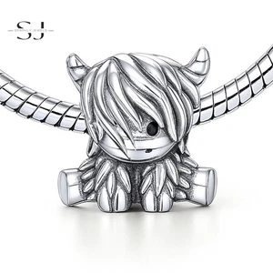 925 Sterling Silber Highland Kuh Charm Perle für Armbänder - Geschenk für Sie - Bild 1 von 2