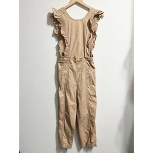 Mono Ganni para mujer talla 34 pequeño con volantes caqui tostado pantalones Phillips  - Imagen 1 de 7
