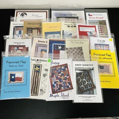 Lot Of 19 Quilt Patterns Texas/ Patriotic/ Americana Themed Designs - Image 1 of 4