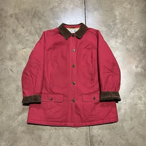 Vintage LL Bean Chore Jacket Mens Large Red Barn Coat Canvas Corduroy Quilted - Picture 1 of 10