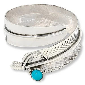 Chaco Canyon Ring Sterlingsilber Dornröschen Türkis "Feder" - Bild 1 von 6