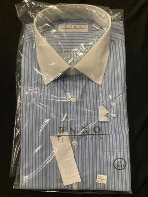 Enro синяя полоса 17 32-33 не железо EZCool кнопка рубашка с Ярлыками винтажный неиспользованный запас - Изображение 1 из 4