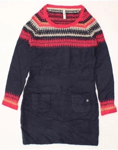 WEIRD FISH Womens Jumper Dress UK 12 Medium Navy Blue Fair Isle CB13 - Picture 1 of 3