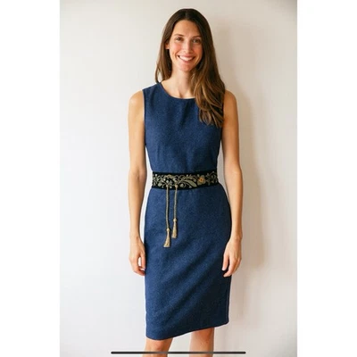 VELVET BEADED BELT SASH TIE SATIN LINED FLORAL STITCHED INTRICATE VTG ELEGANT - Image 1 of 4