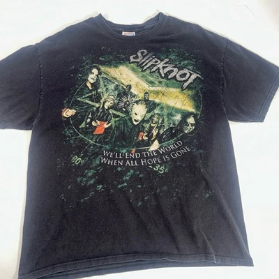 Hanes T-Shirt Mens XL Black Vintage Slipknot Graphic Grunge Concert - Image 1 of 4