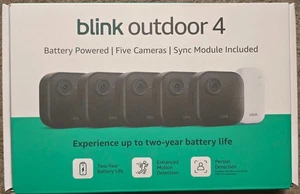 Blink Outdoor 4 (4th Gen) 5 Camera Battery Powered System w/ Sync module New! - Picture 1 of 5