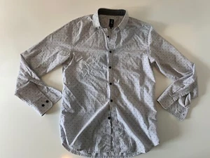 Howe Long Sleeve Button Front Shirt Men's Size Large Gray Headphones All Over - Picture 1 of 5