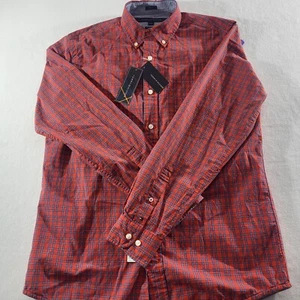 Tommy Hilfiger Shirt Mens Size S Red Plaid Flannel Regular Fit Button Down New - Picture 1 of 12