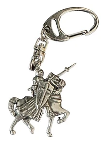 St George Knight On Horse Hand Finished Small Miniature Key Ring + Gift Bag - Picture 1 of 2