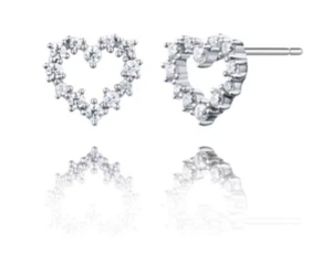 StoneHenge Silver Heart Earrings H0155 Silver 925 Cubic Zirconia Rhodium Plated - Picture 1 of 5
