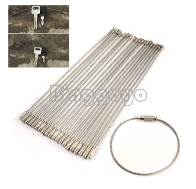 MARKENLOS 10PCS Stainless Steel EDC Aircraft Cable Wire Key Chain Ring Twist Screw Locking