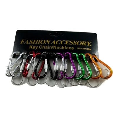 Aluminum Carabiner 5.6 cm Keychain Attachment Hiking Hook + Lock - Image 1 of 4