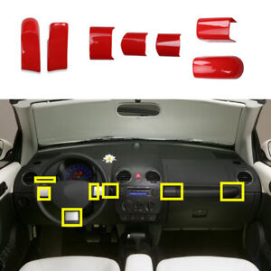 7x RED  Dashboard Steering Wheel Trim SET  for VW Volkswagen Beetle 2003-2010