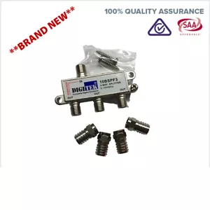 3 Way TV Splitter With 4 F Type Crimp Connectors Foxtel Antenna Television NEW - Picture 1 of 5