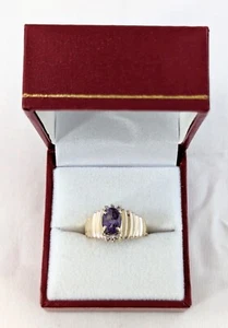 14K Gold Amethyst and Diamond Ring Size 6.25 - Picture 1 of 6