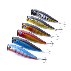 Lot of 6PCS Top water Popper Freshwater Fishing Lures Bass Crankbait Tackle - Picture 1 of 12