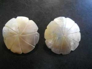 Natural Shell Post Carved Design Earrings Shells Hand Made #FJW262 - Picture 1 of 4
