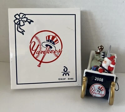 New York Yankees Danbury Mint Christmas Ornament 2008 Santa Sleigh MLB Baseball - Image 1 of 4