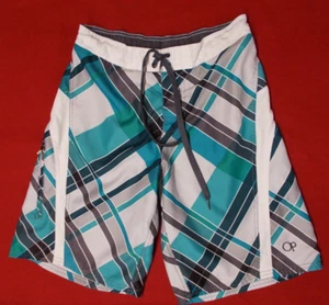 Ocean Pacific 11" Board Short Men S Green Gray Plaid Swim Trunk Lined Vtg Y2K OP - Picture 1 of 14