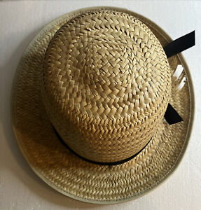 STRAW HAT W/CLOTH TAPE BAND W/buckle Tan Amish Kid Hat