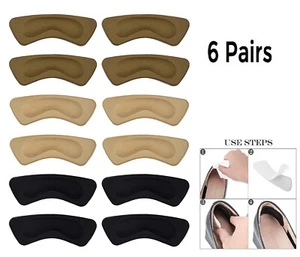 Foot Care Protector Heel Inserts Cushion Pads Shoe Grips Liner Insoles 6 Pairs - Picture 1 of 7
