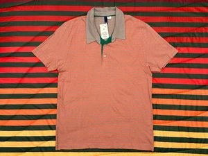 NOS NWT H&M Divided Retro Polo Golf Shirt Red/Green/Gray Stripes Mens Medium - Picture 1 of 5