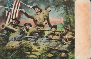 San Juan Hill Spanish American War Card Theodore Roosevelt Flag - Scarce! - Picture 1 of 2