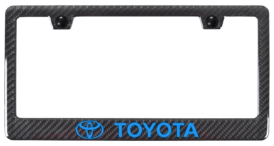 Toyota Dual Logo Name Colored Carbon Fiber License Plate Frame Official Licensed Foto 1 de 2