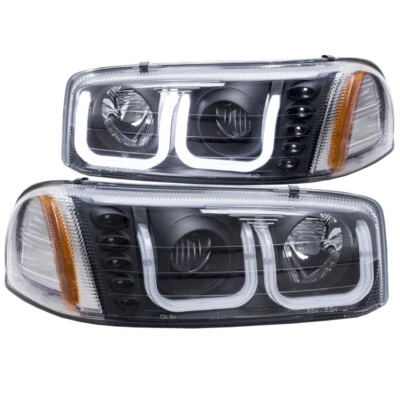 ANZO 1999-2006 Gmc For Sierra 1500 Projector Headlights W/ U-Bar Black - Изображение 1 из 4