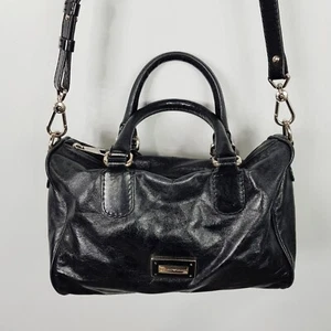 [ EMPORIO ARMANI ] Womens Black Leather Speedy Boston 30cm w/strap Bag Handbag - Picture 1 of 14