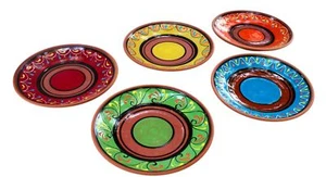Terracotta Small Dinner Plates Set of 5 (European Size) - Hand Painted From Spai - Picture 1 of 6