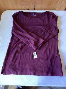Talbots Womans M: Blouse Top Maroon Round Neck Long Button Sleeve Pullover - Picture 1 of 9