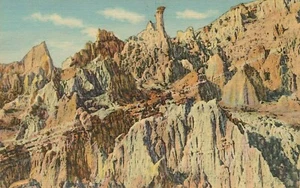 The Sentinel Wyoming cartolina d'epoca in lino mezzo acro dell'inferno - Foto 1 di 2